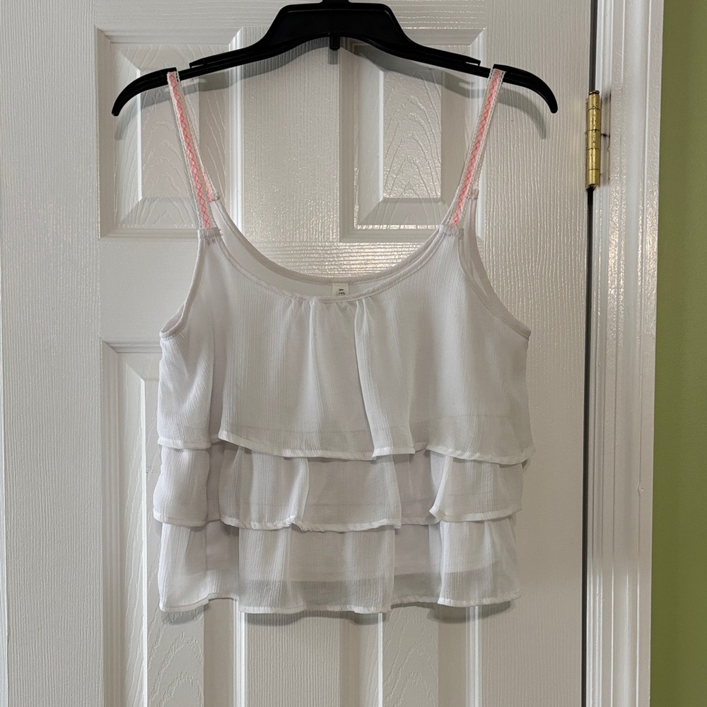Aeropostale White Layered Camisole with Pink Straps